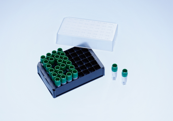 Datamatrix Cryo Rack mit niederem Deckel